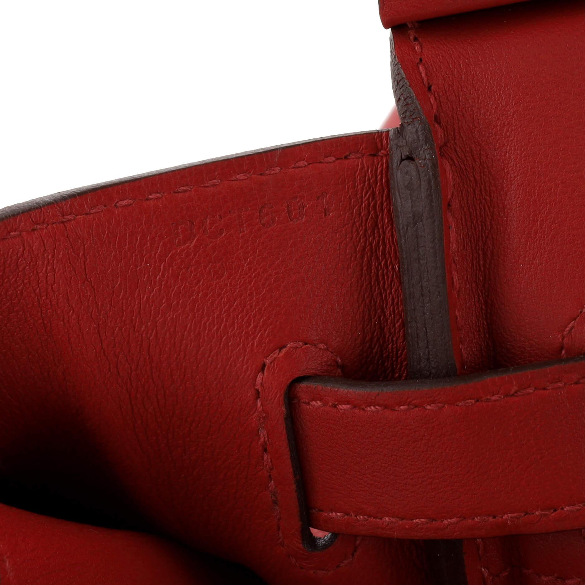 Hermes Birkin Handbag Tressage Red Swift and Palladium Hardware 30 For Sale 5