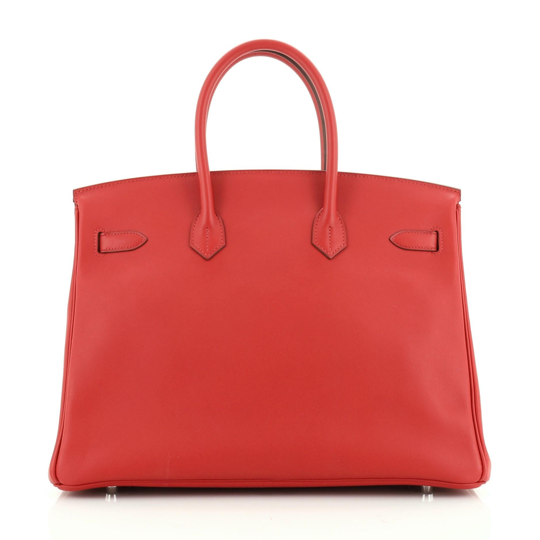 Hermes Birkin Handbag Tressage Red Swift And Palladium Hardware In Good Condition In NY, NY