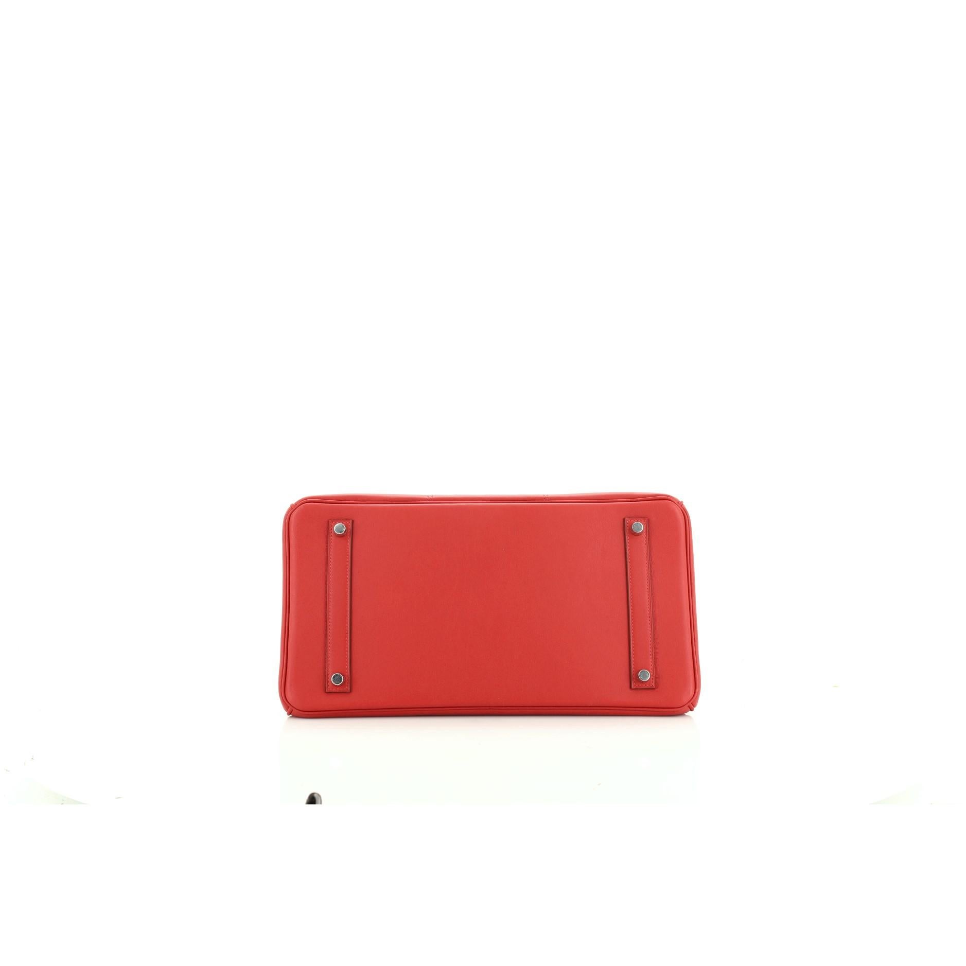 Women's or Men's Hermes Birkin Handbag Tressage Red Swift And Palladium Hardware