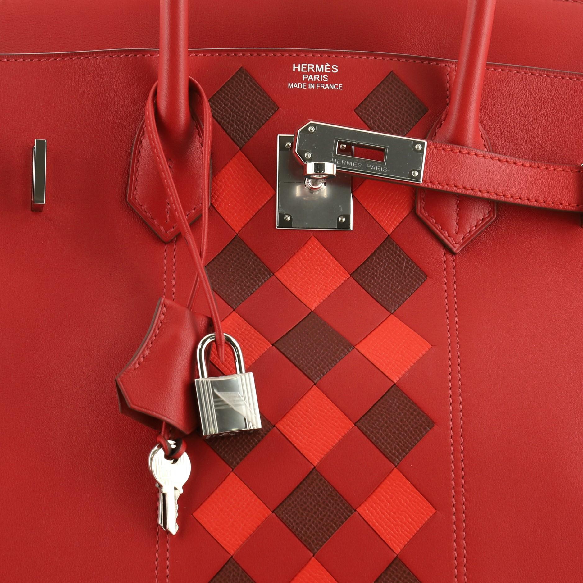 Hermes Birkin Handbag Tressage Red Swift And Palladium Hardware 2
