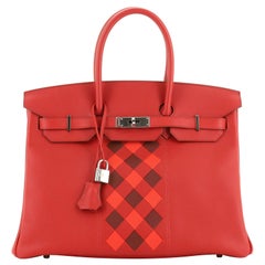 Hermes Birkin Handbag Tressage Red Swift And Palladium Hardware 