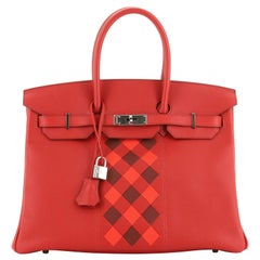 Hermes Birkin Handbag Tressage Red Swift And Palladium Hardware