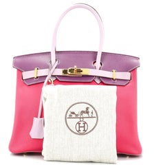 Hermes Birkin Handbag Tricolor Chevre Coromandel with Gold Hardware 30