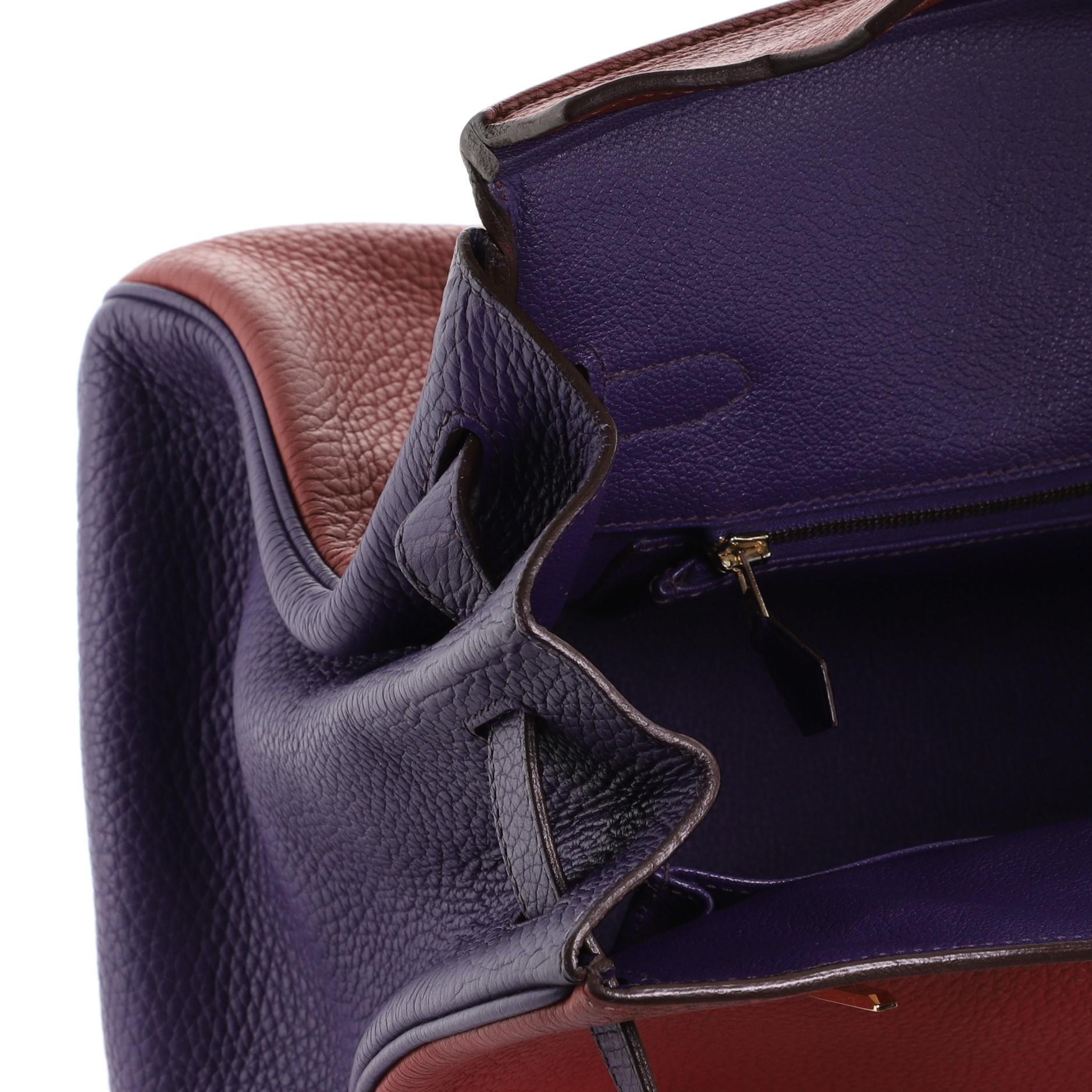 Hermes Birkin Handbag Tricolor Clemence with Gold Hardware 35 5