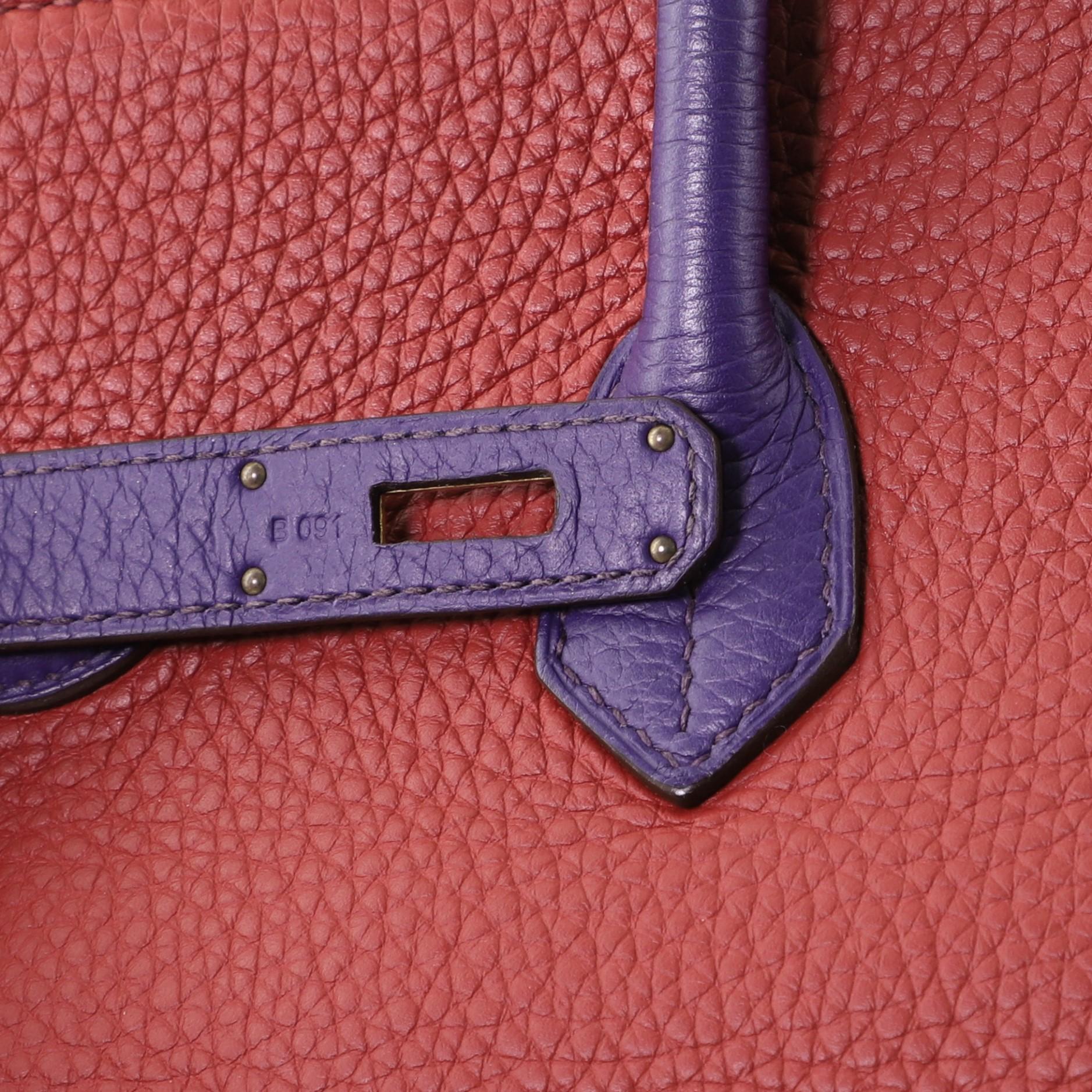 Hermes Birkin Handbag Tricolor Clemence with Gold Hardware 35 6