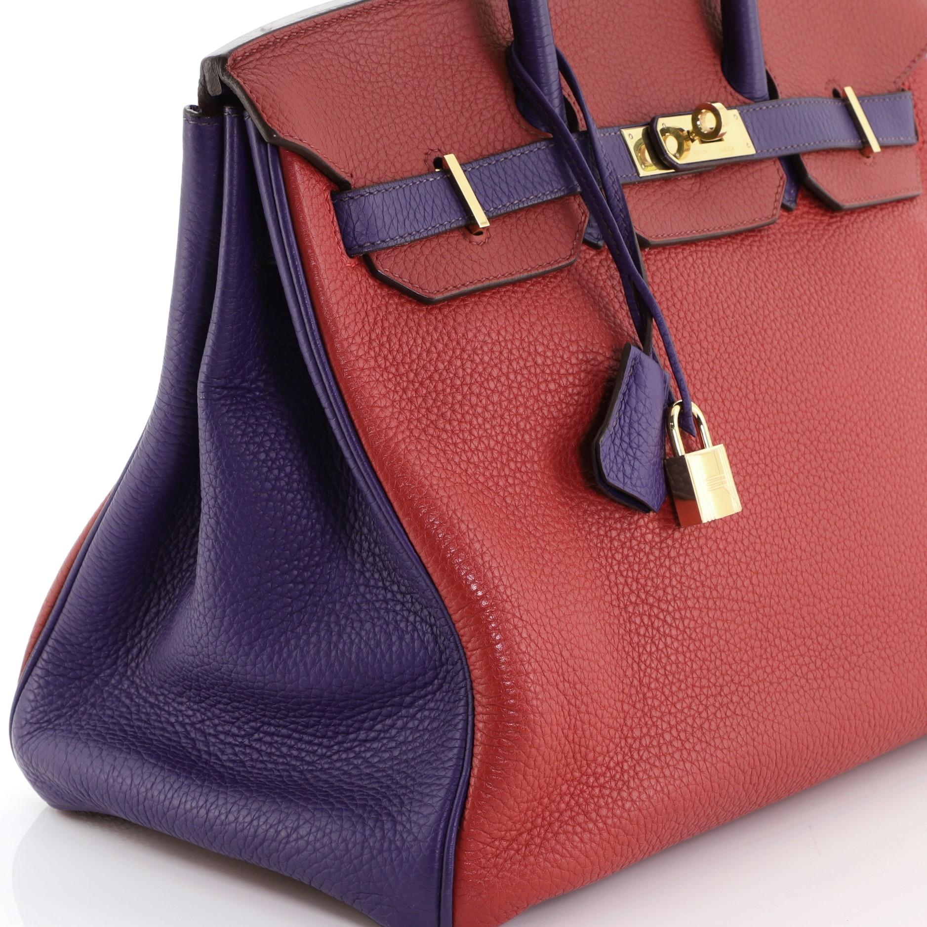 Hermes Birkin Handbag Tricolor Clemence with Gold Hardware 35 2