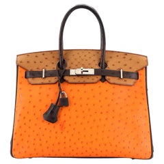 Hermes Birkin 25 Ostrich Tangerine Orange Palladium