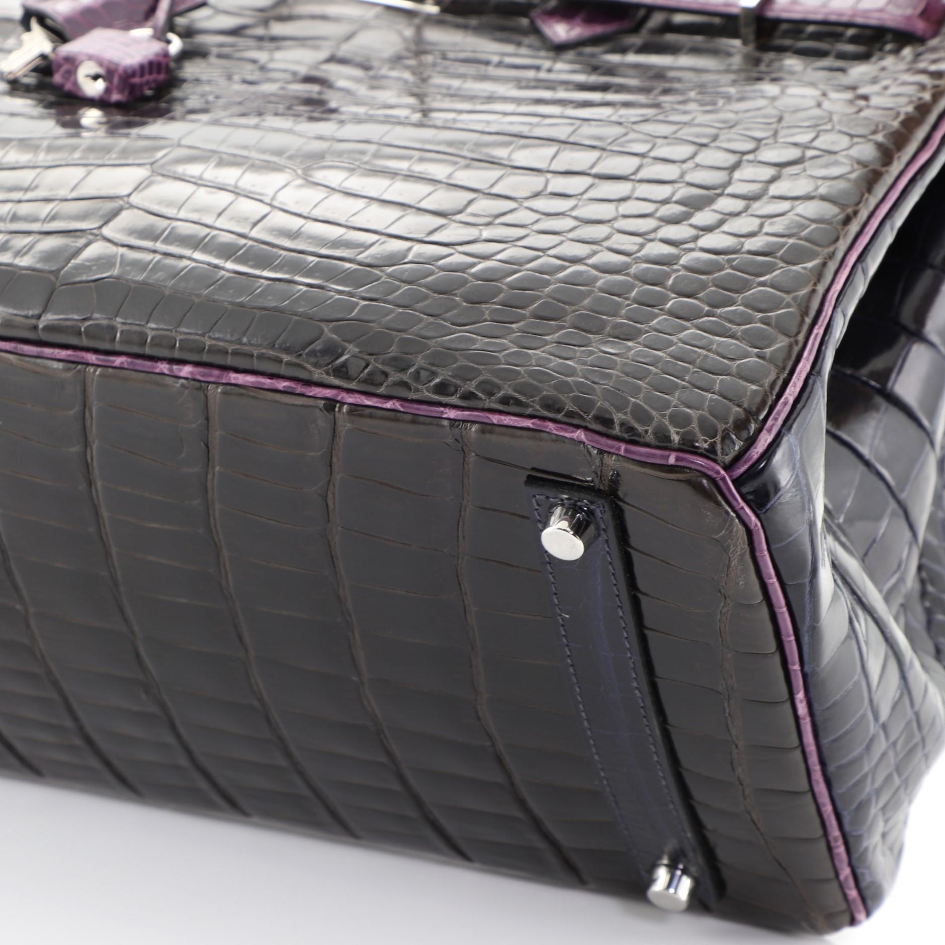 Hermes Birkin Handbag Tricolor Shiny Porosus Crocodile with Palladium Hardware 3 3