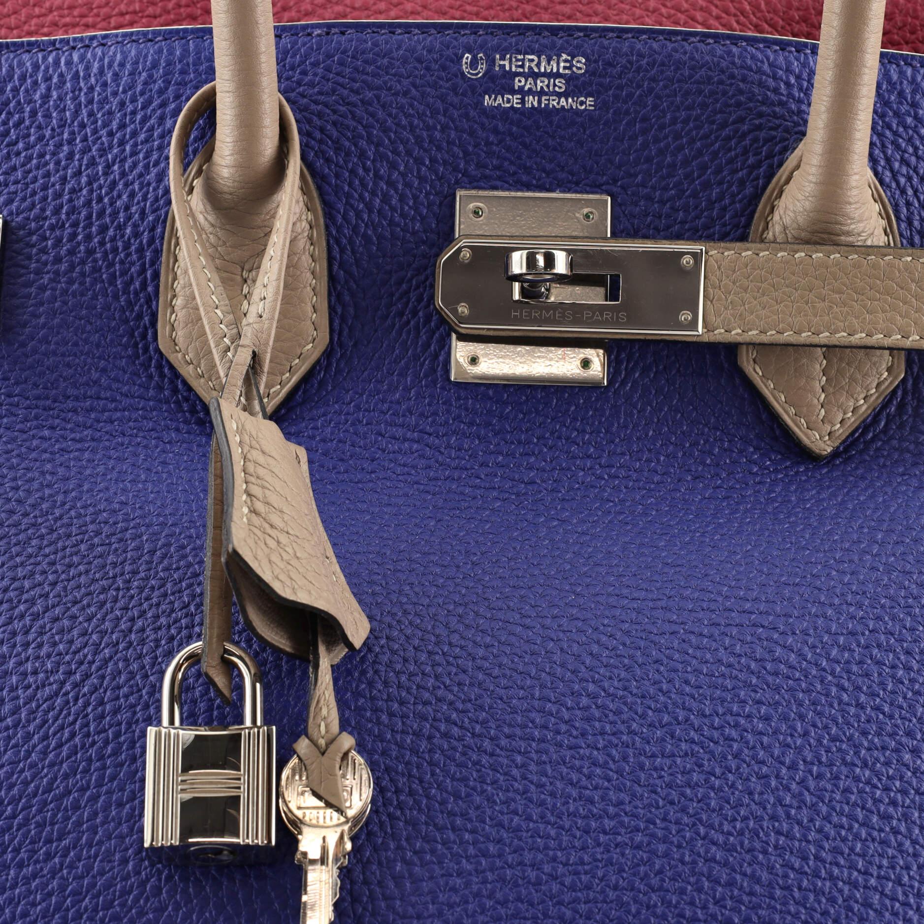Hermes Birkin Handbag Tricolor Togo with Palladium Hardware 35 In Good Condition In NY, NY