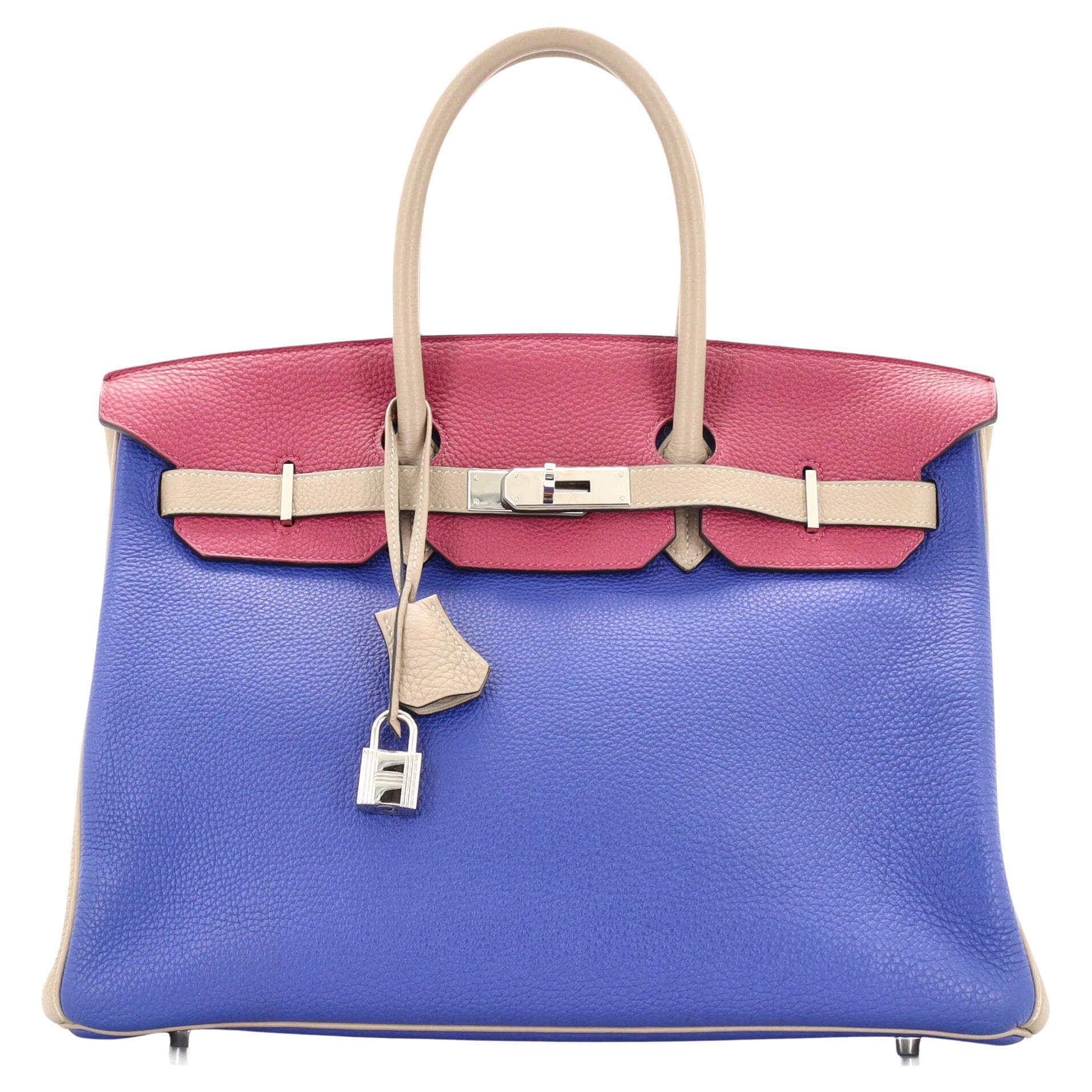 Hermes Birkin Handbag Tricolor Togo with Palladium Hardware 35