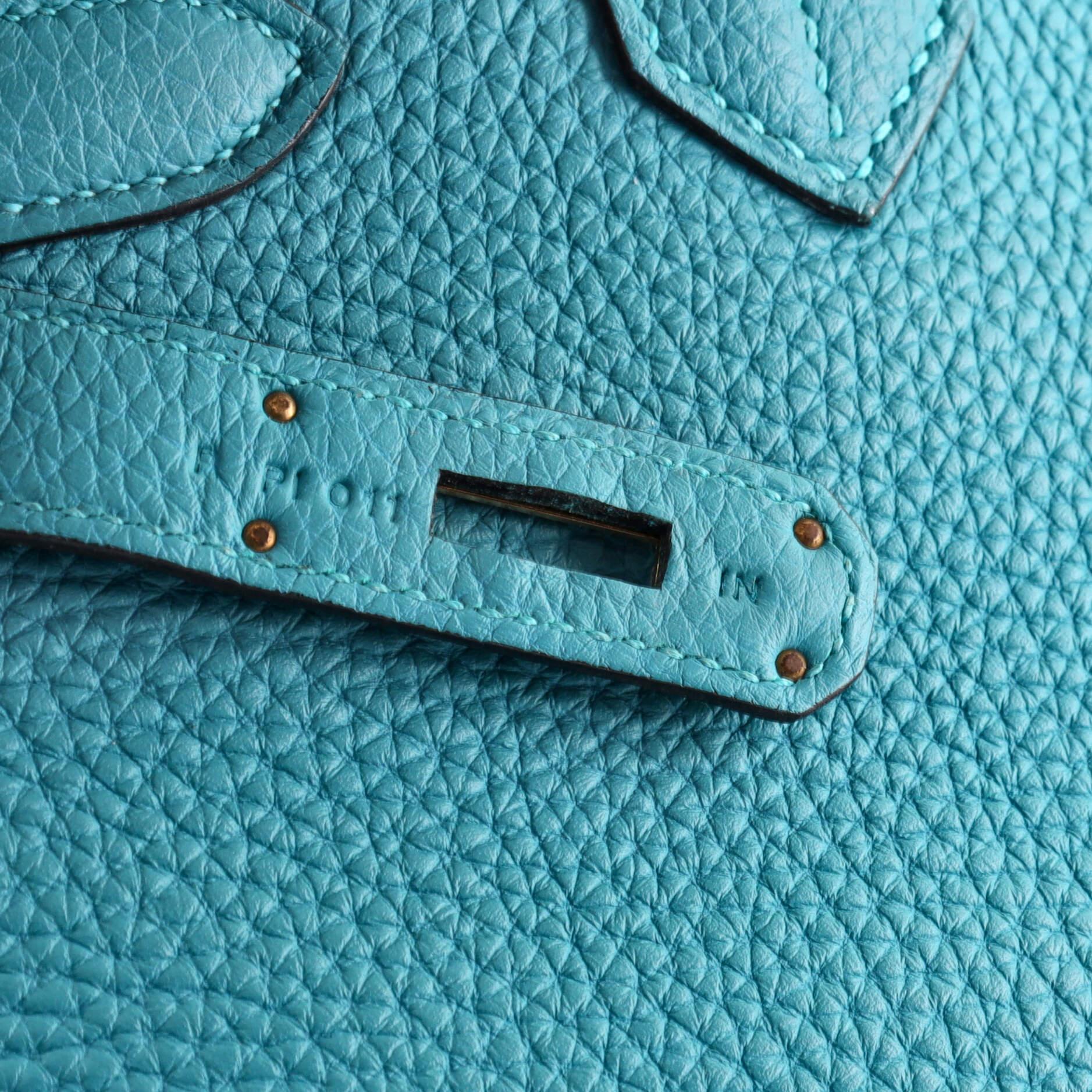 Hermes Birkin Handbag Turquoise Togo with Gold Hardware 30 4