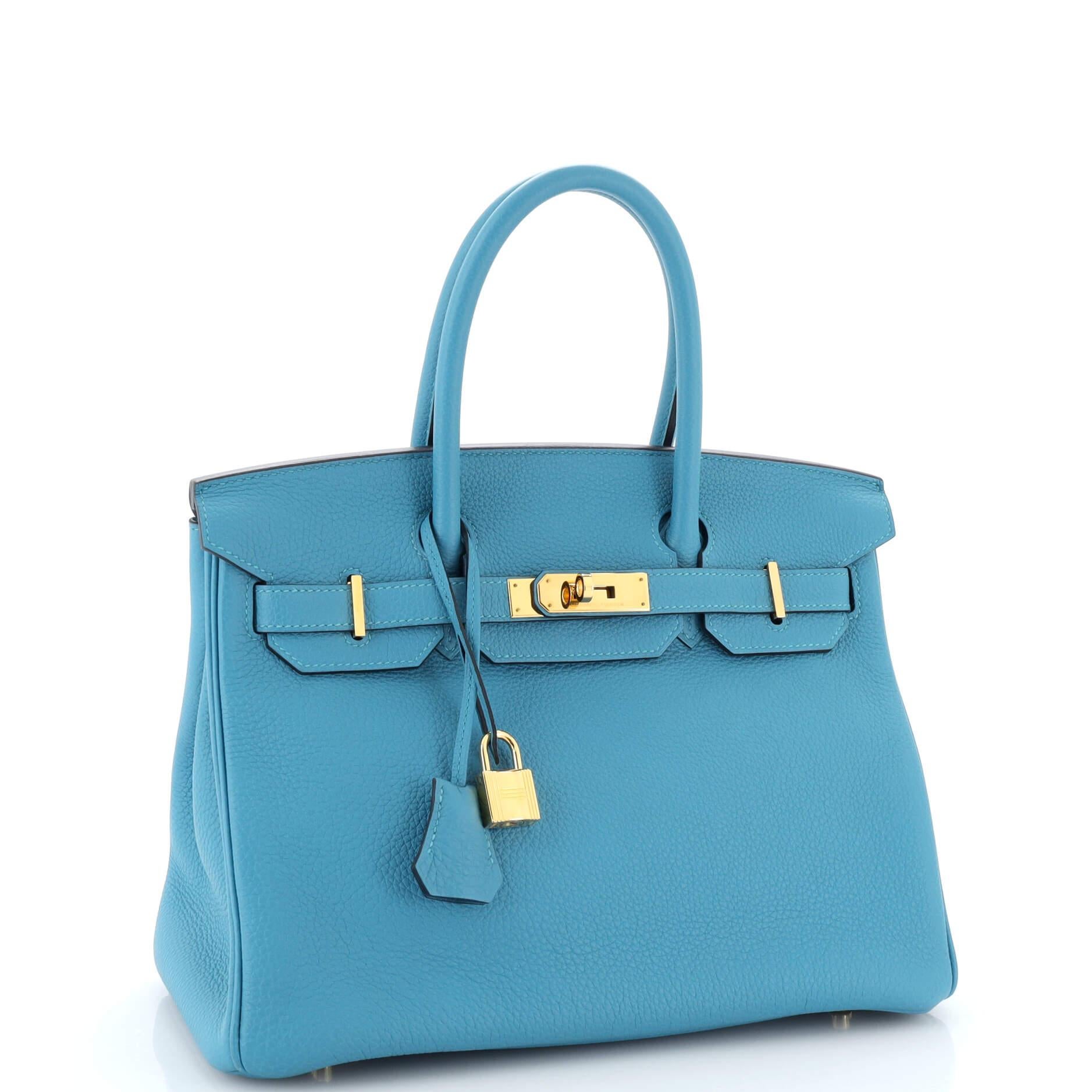 Hermes Birkin Handbag Turquoise Togo with Gold Hardware 30 In Good Condition In NY, NY