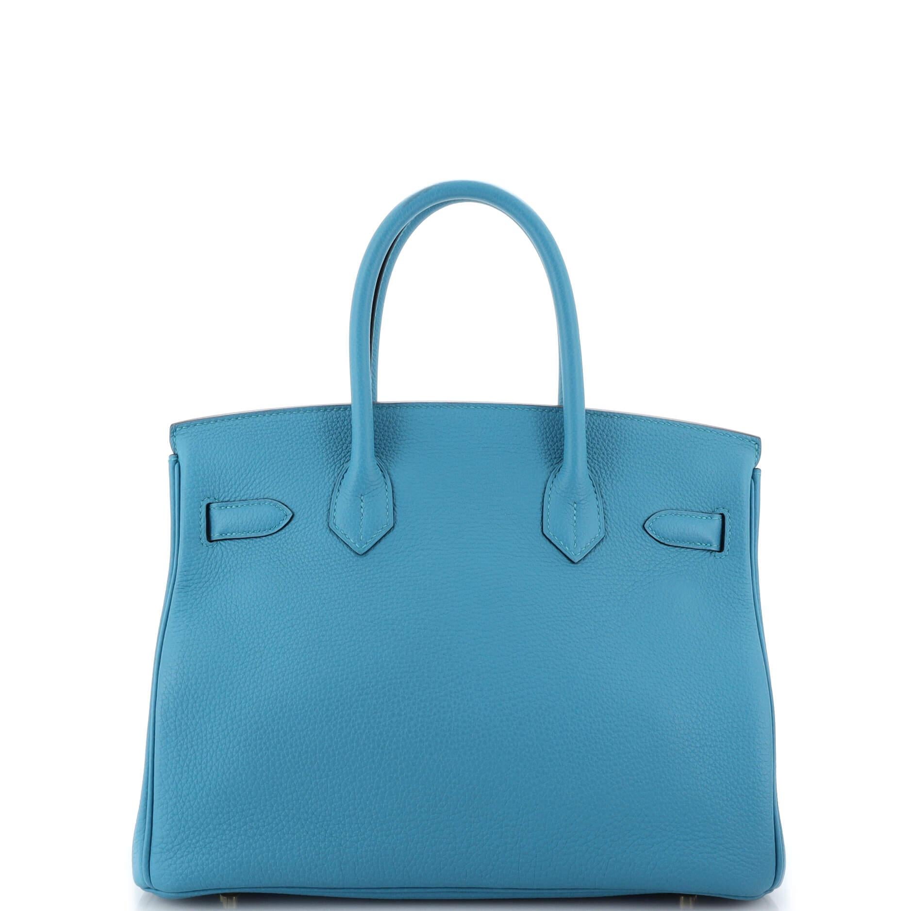 Women's Hermes Birkin Handbag Turquoise Togo with Gold Hardware 30
