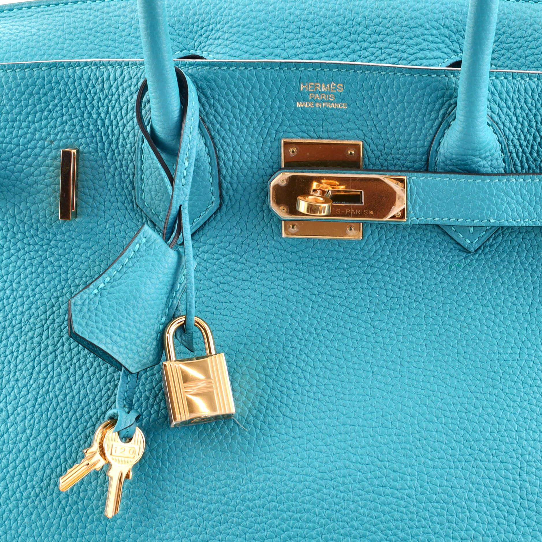 Hermes Birkin Handbag Turquoise Togo with Gold Hardware 30 1