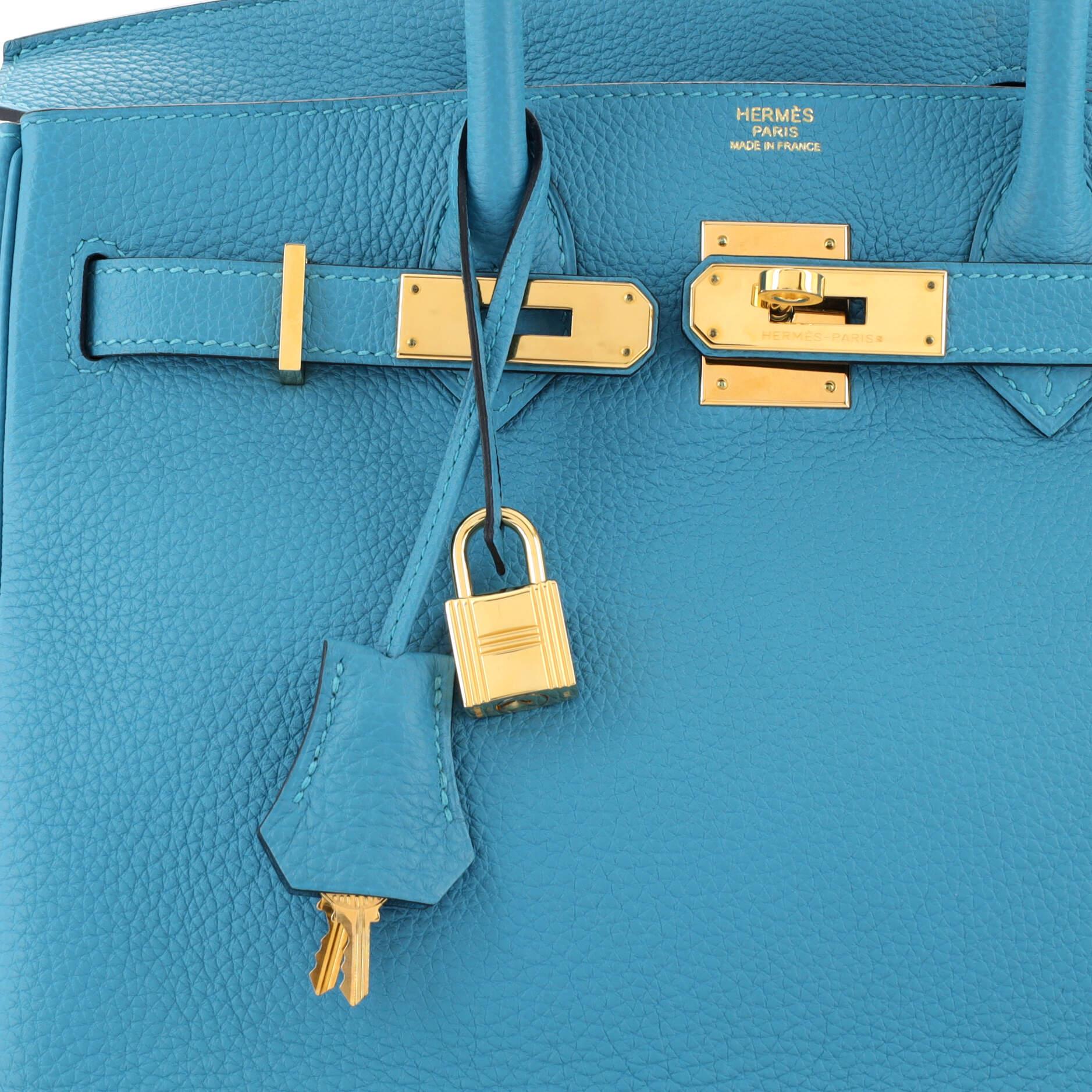 Hermes Birkin Handbag Turquoise Togo with Gold Hardware 30 3