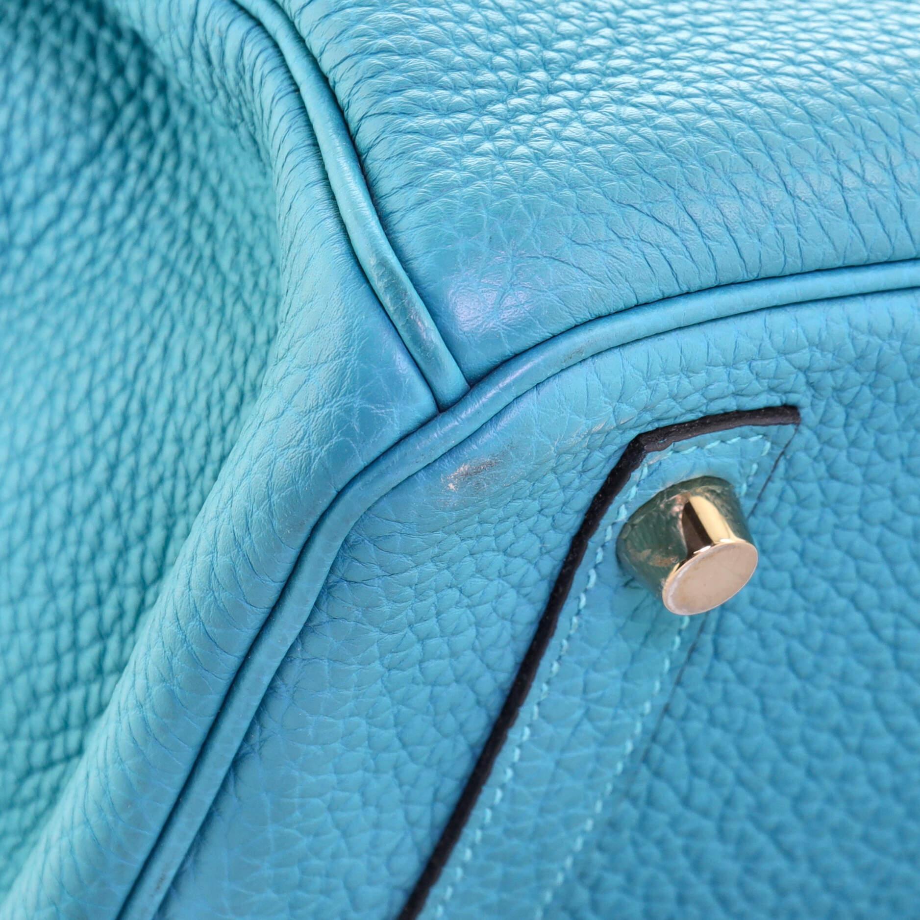 Hermes Birkin Handbag Turquoise Togo with Gold Hardware 30 2