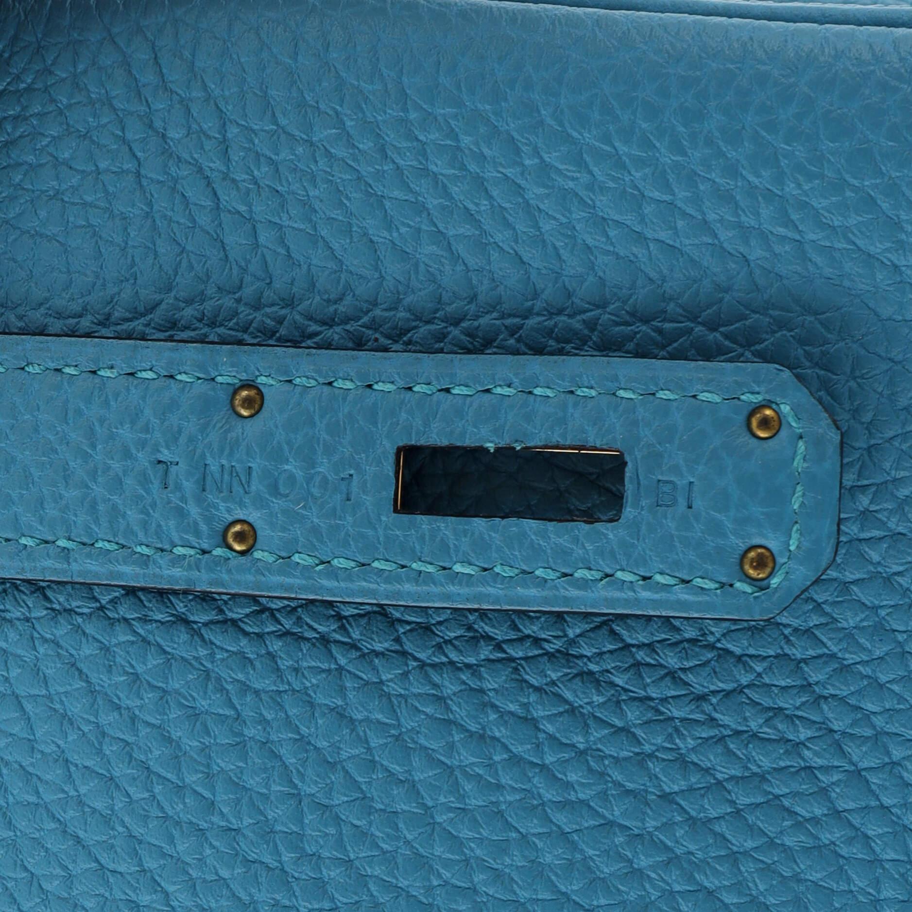 Hermes Birkin Handbag Turquoise Togo with Gold Hardware 30 5