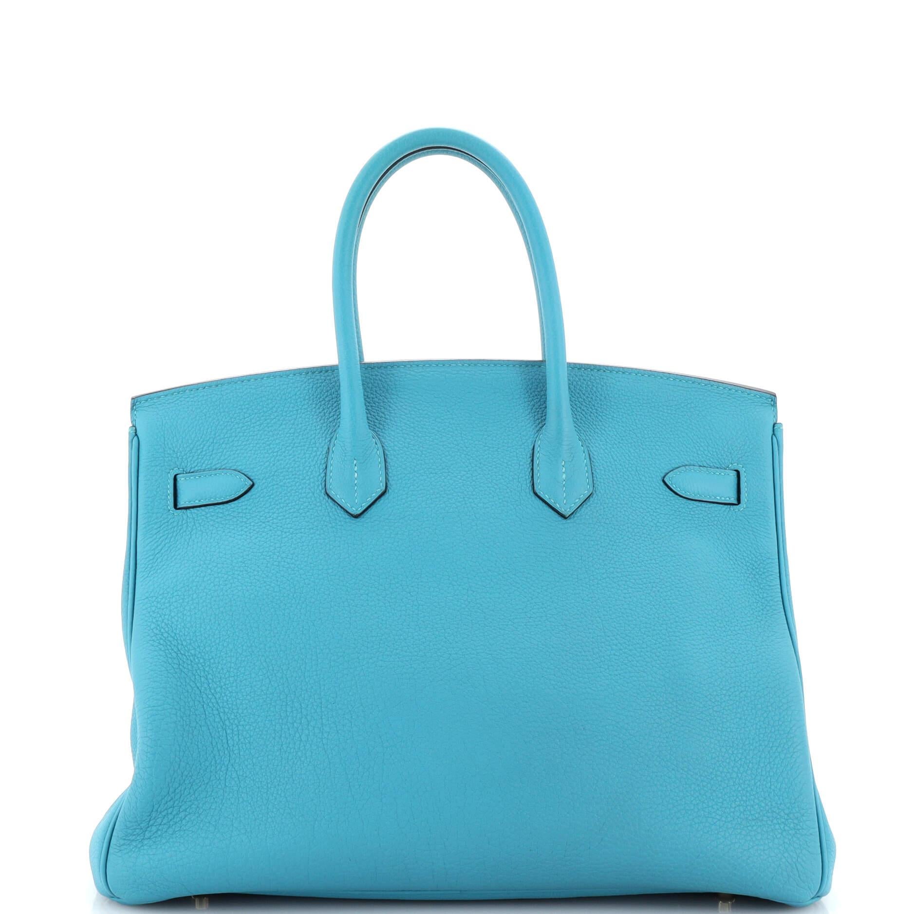 Hermes Birkin Handbag Turquoise Togo with Gold Hardware 35 In Good Condition In NY, NY