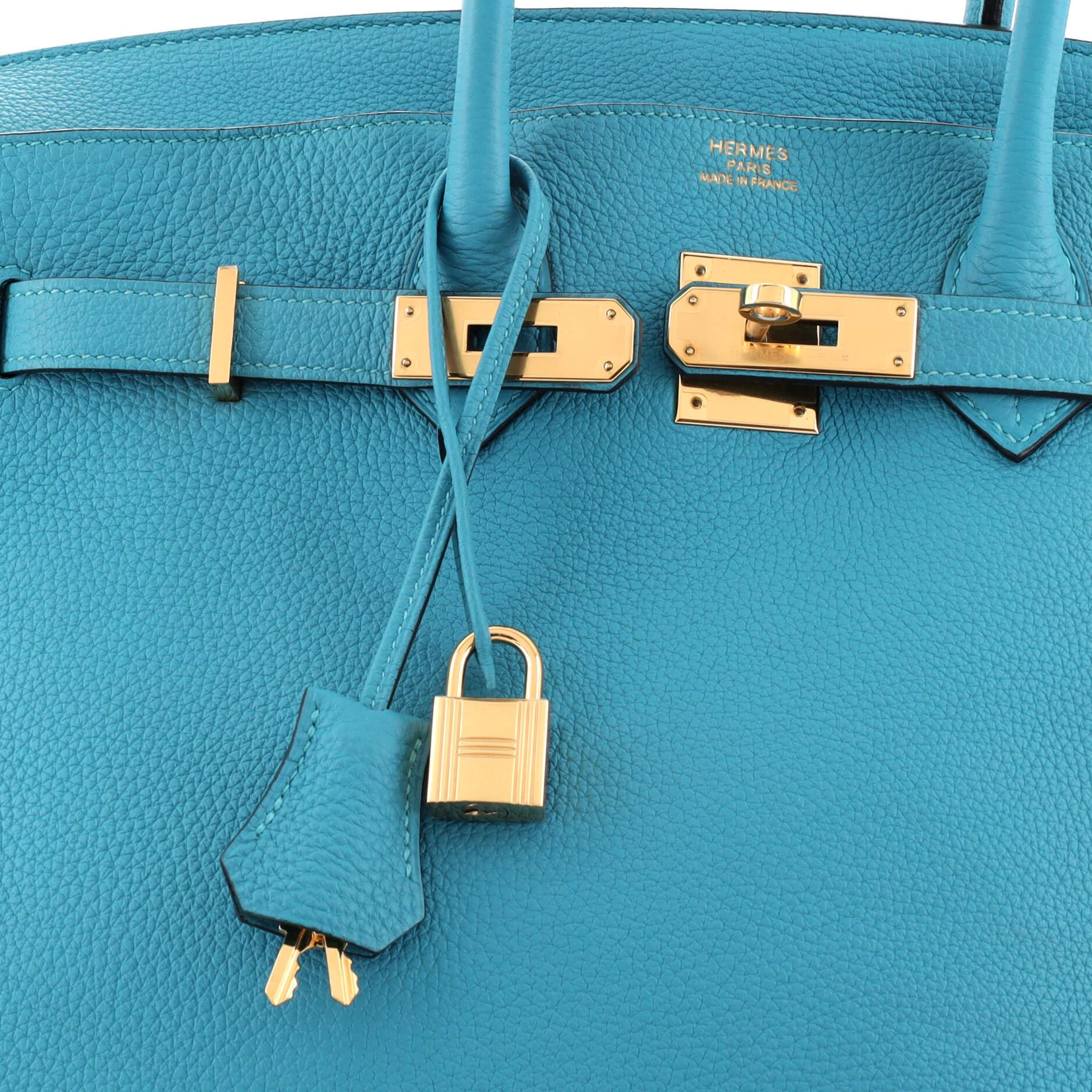 Hermes Birkin Handbag Turquoise Togo with Gold Hardware 35 2