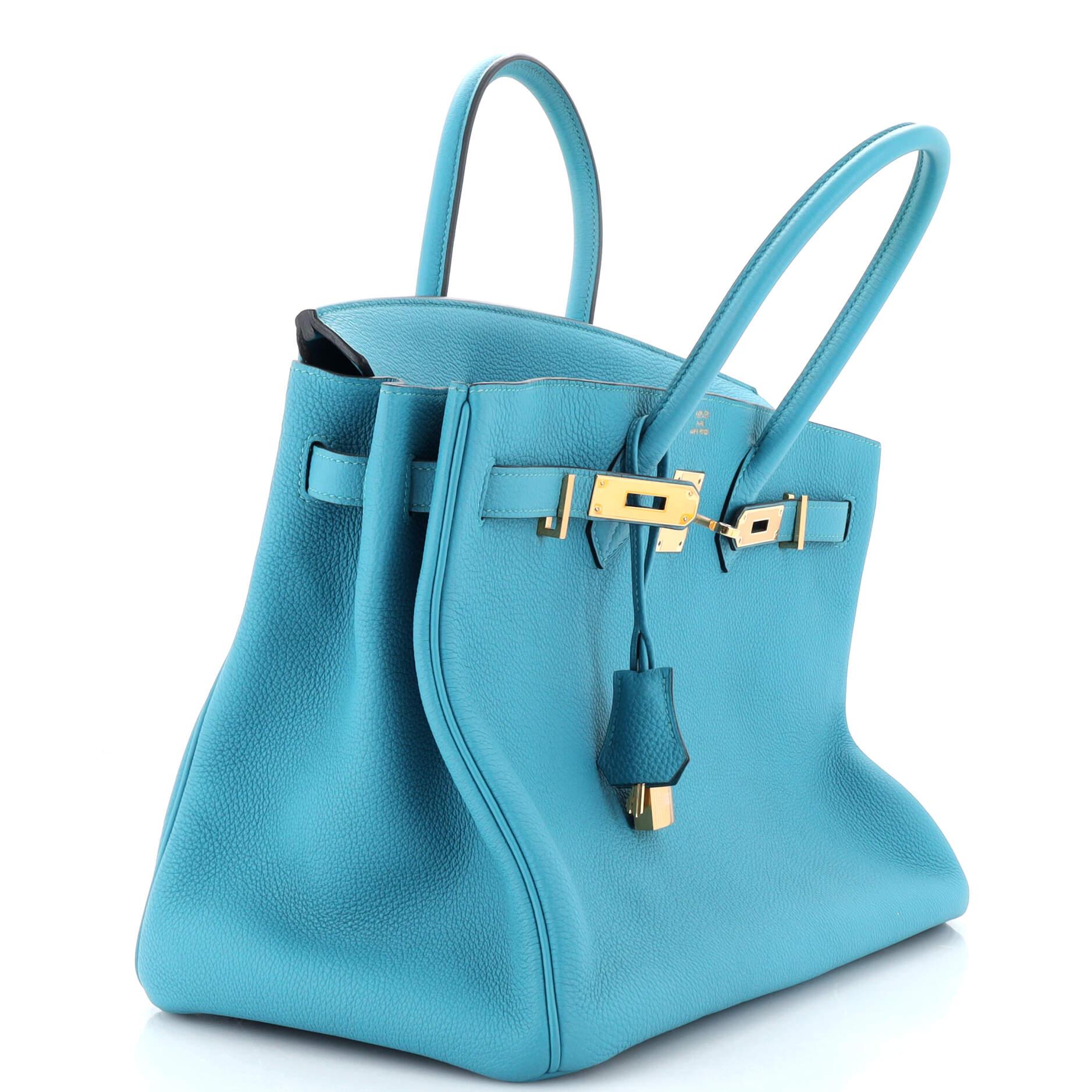 Hermes Birkin Handbag Turquoise Togo with Gold Hardware 35 3