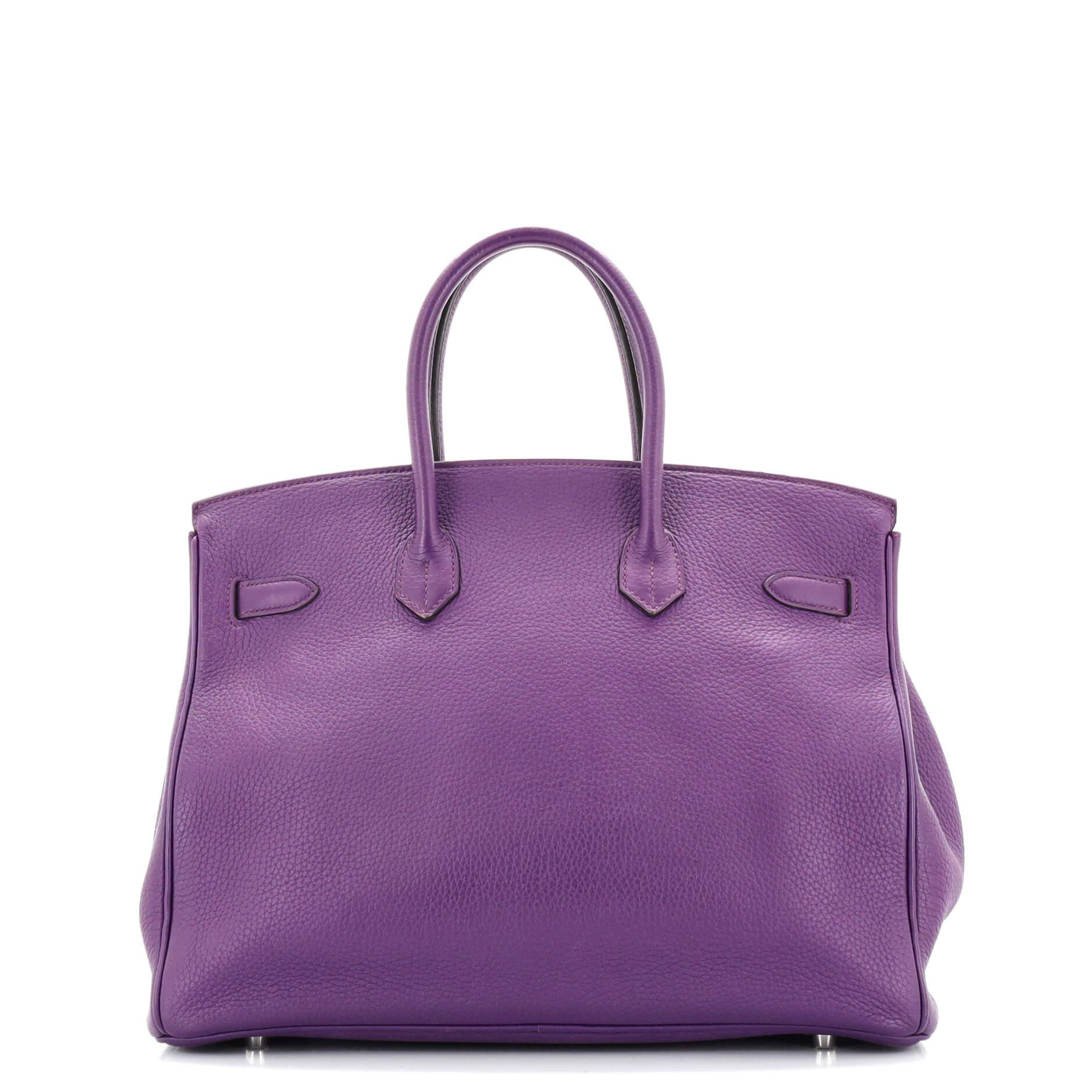 Purple Hermes Birkin Handbag Ultraviolet Clemence with Palladium Hardware 35