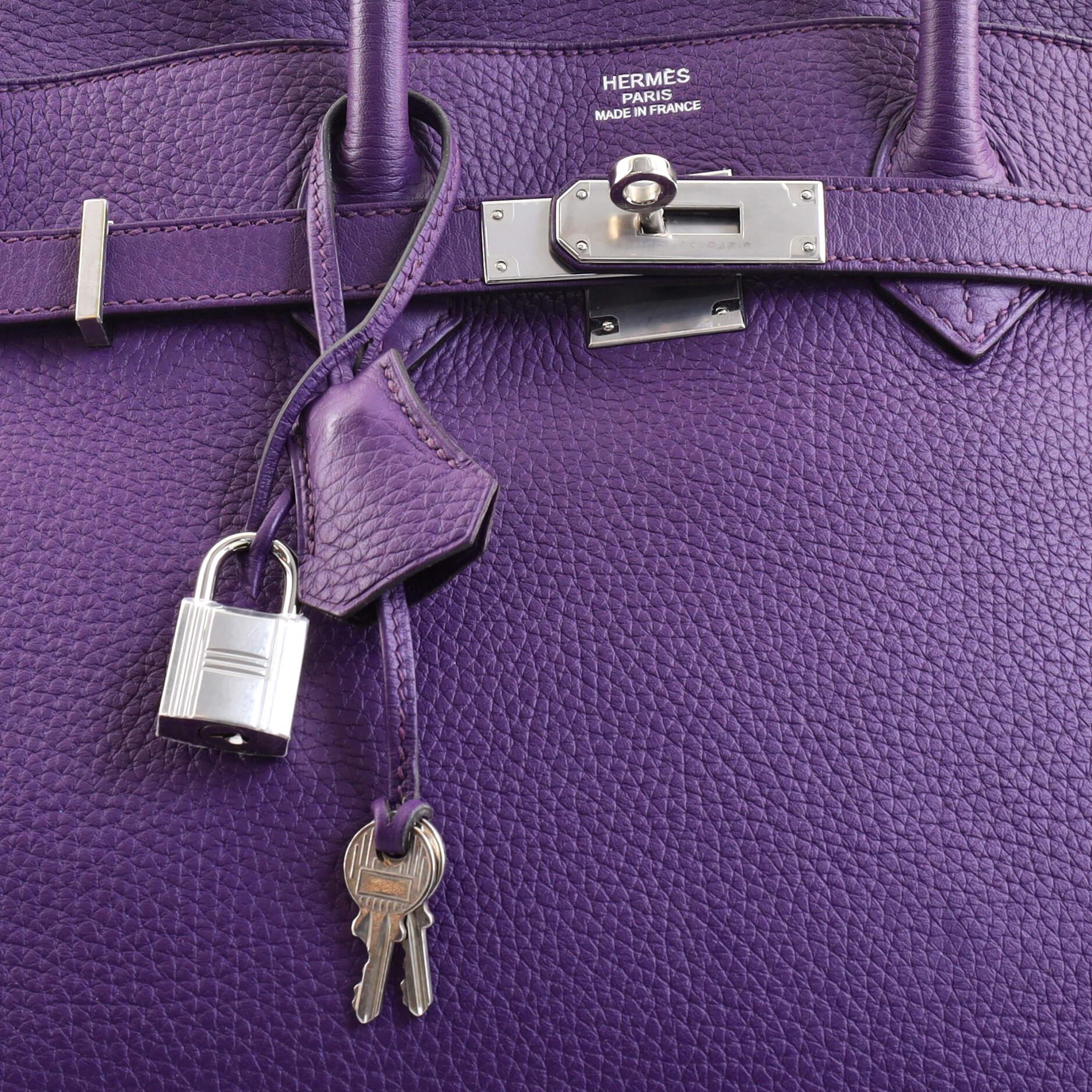 Women's or Men's Hermes Birkin Handbag Ultraviolet Clemence with Palladium Hardware 35