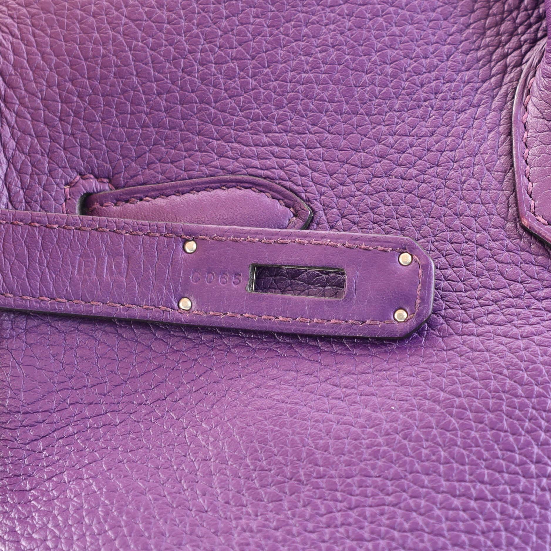 Hermes Birkin Handbag Ultraviolet Clemence with Palladium Hardware 35 1