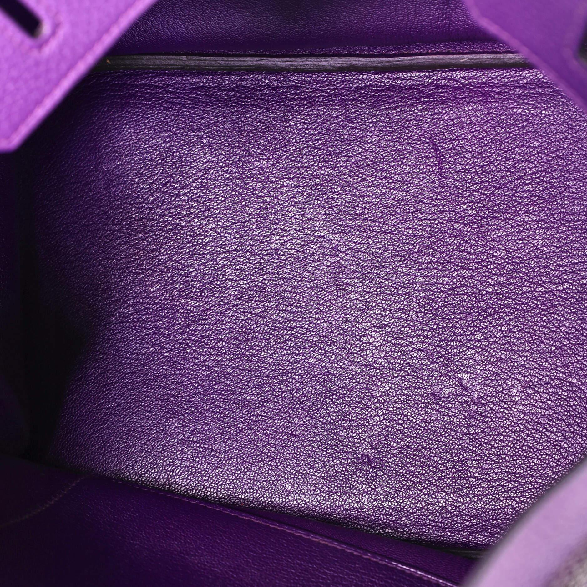 Hermes Birkin Handbag Ultraviolet Clemence with Palladium Hardware 35 2