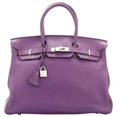 Hermes Birkin Handbag Ultraviolet Clemence with Palladium Hardware 35