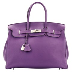Hermes Birkin Handbag Ultraviolet Clemence with Palladium Hardware 35