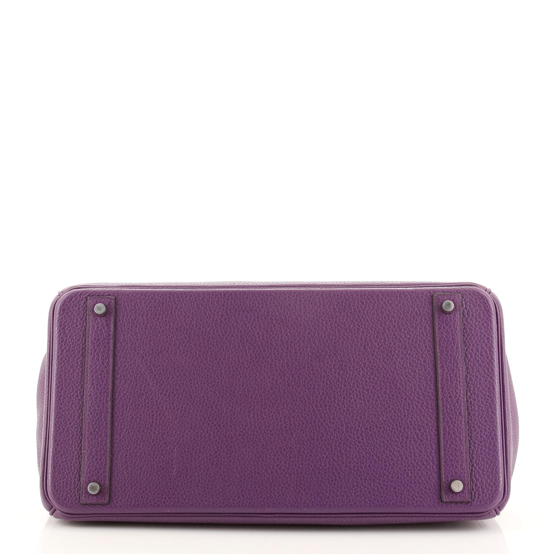 Hermes Birkin Handbag Ultraviolet Clemence with Palladium Hardware 40 In Good Condition In NY, NY