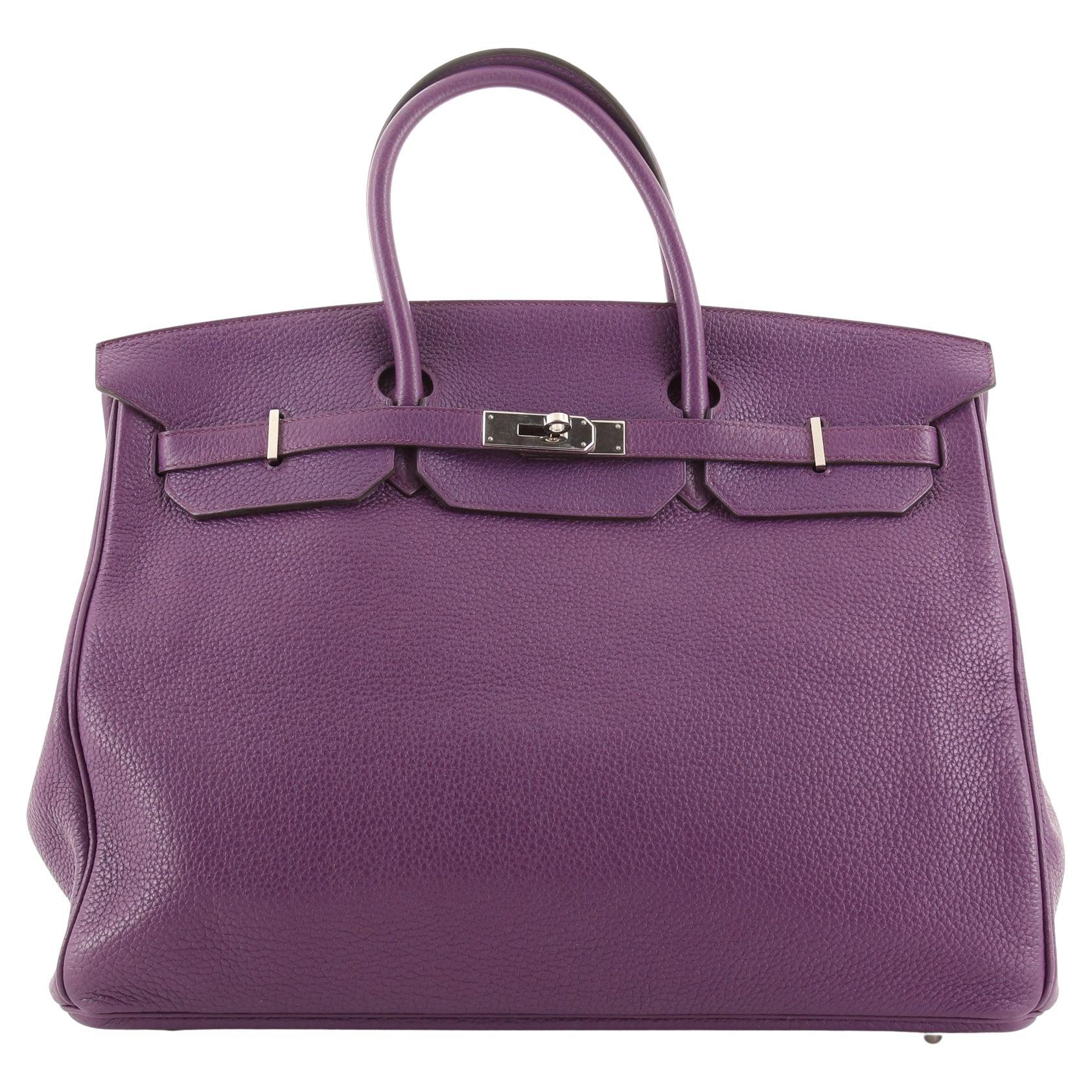 Hermes Birkin Handbag Ultraviolet Clemence with Palladium Hardware 40