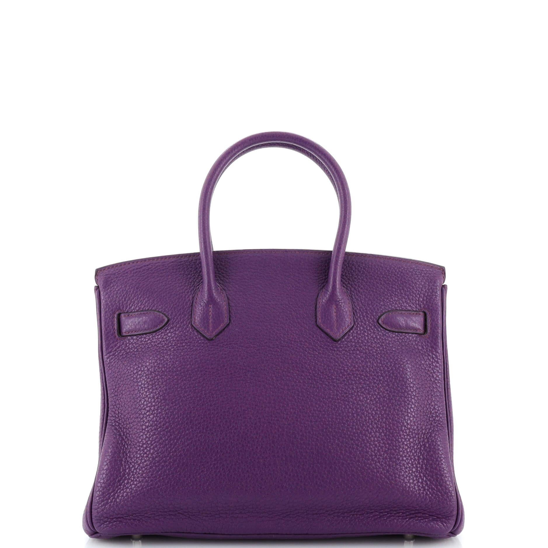 Hermes Birkin Handbag Ultraviolet Togo with Palladium Hardware 30 In Good Condition For Sale In NY, NY