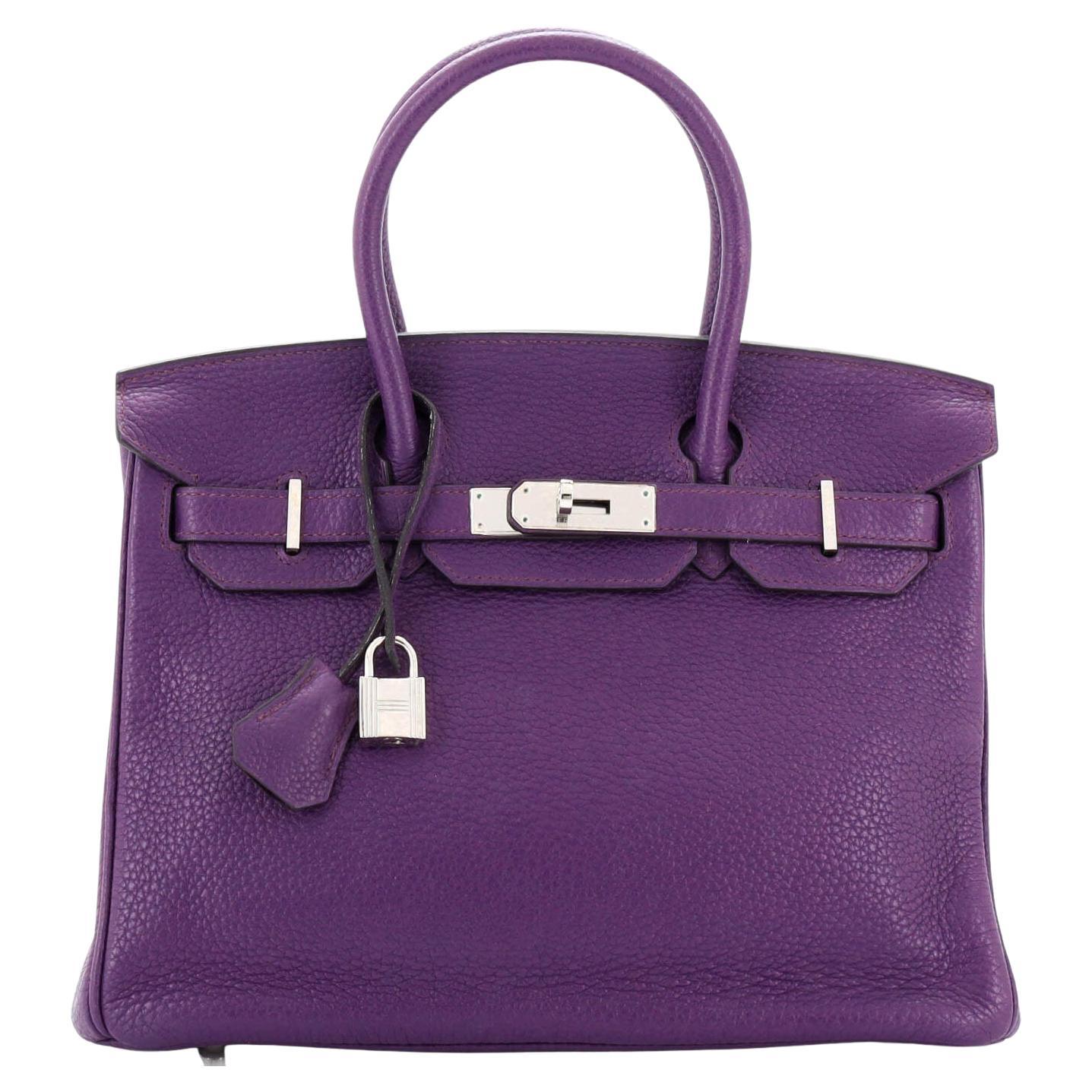 Hermes Birkin Handbag Ultraviolet Togo with Palladium Hardware 30 For Sale