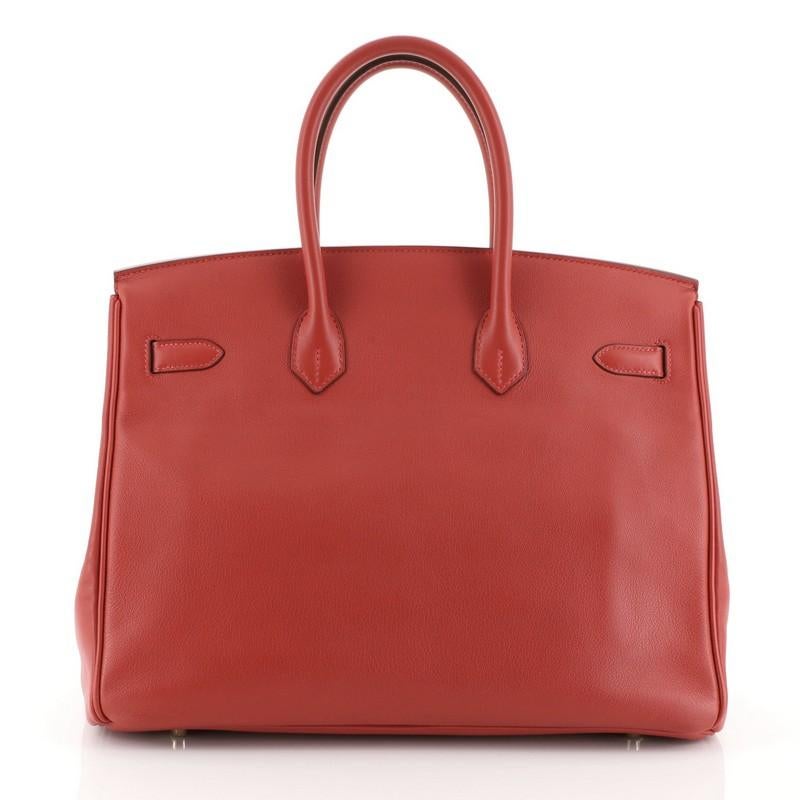 Hermes Birkin Handbag Vermillion Swift with Gold Hardware 35 In Good Condition In NY, NY