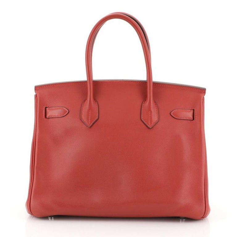 Hermes Birkin Handbag Vermillion Swift with Palladium Hardware 30 at ...