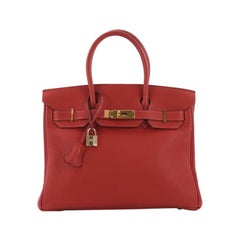 Hermes Birkin Handbag Vermillion Togo with Gold Hardware 30