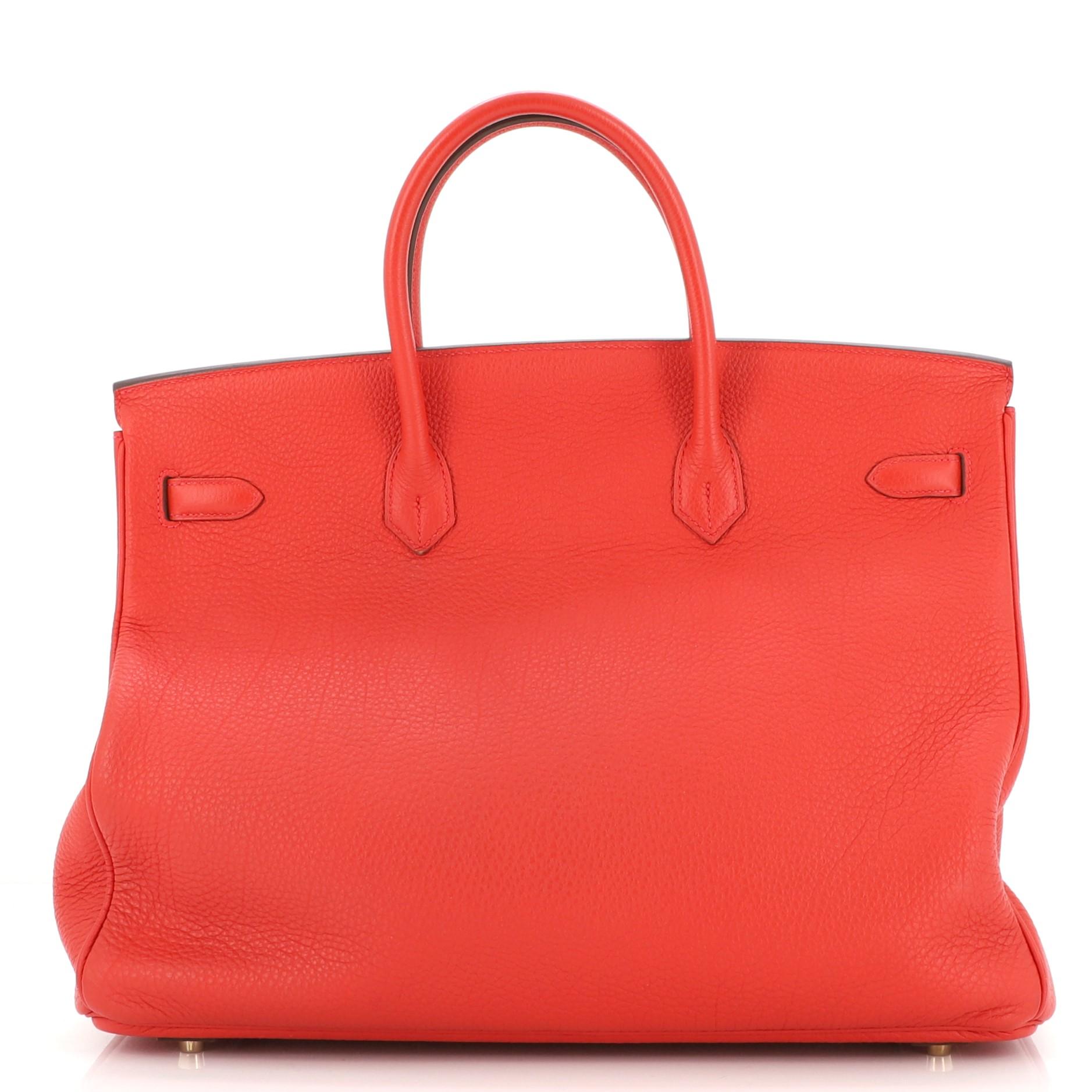 Red Hermes Birkin Handbag Vermillon Togo with Gold Hardware 40