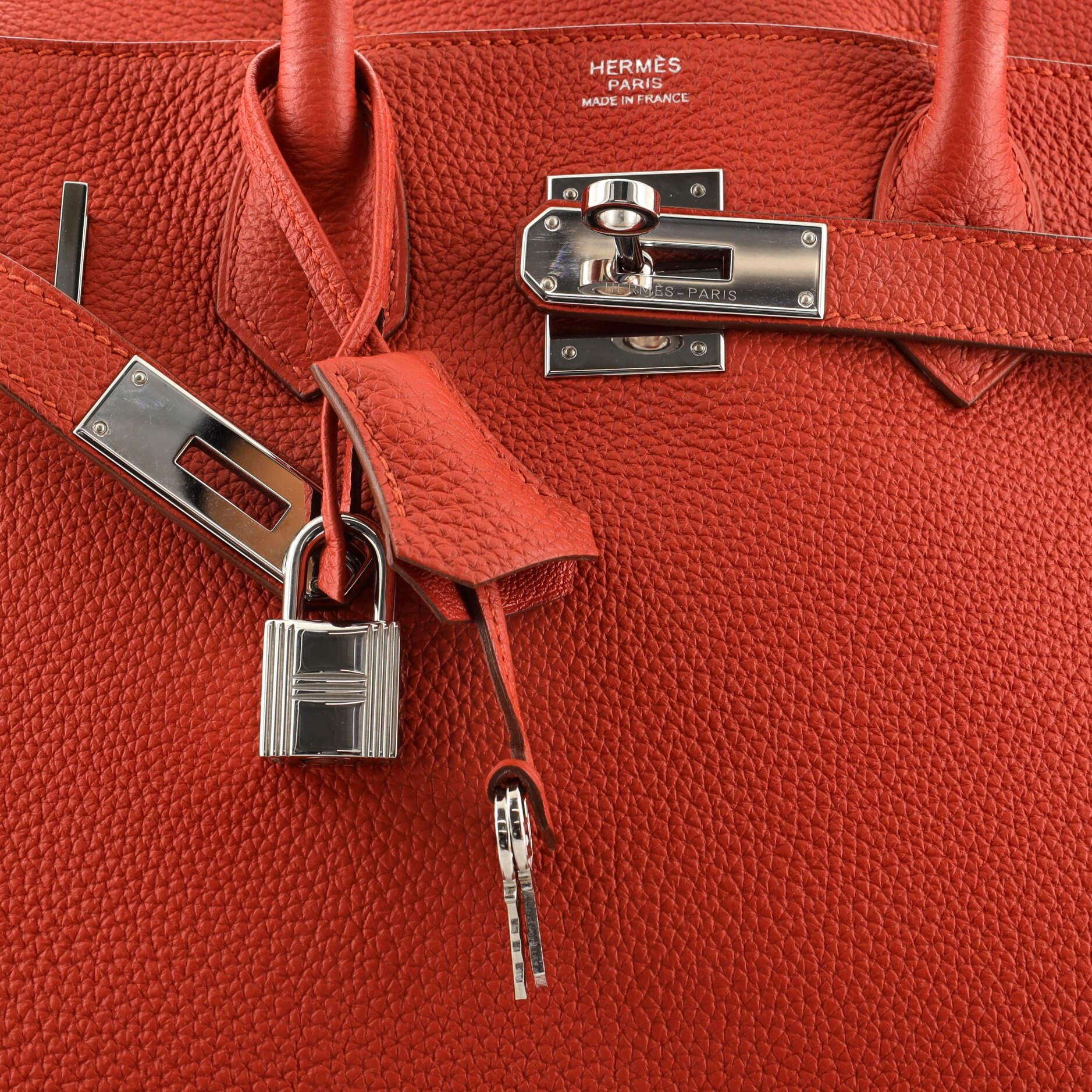 Women's or Men's Hermes Birkin Handbag Vermillon Togo with Palladium Hardware 30