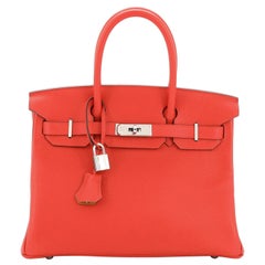 Hermes Birkin Handbag Verso Clemence with Palladium Hardware 30