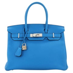 Hermès Birkin 30cm Bleu Encre Touch Veau Togo/Croco Nilo Lisse For Sale at  1stDibs