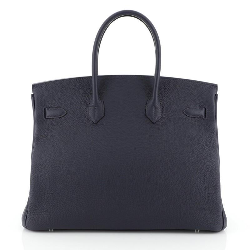 Black Hermes Birkin Handbag Verso Togo with Palladium Hardware 35