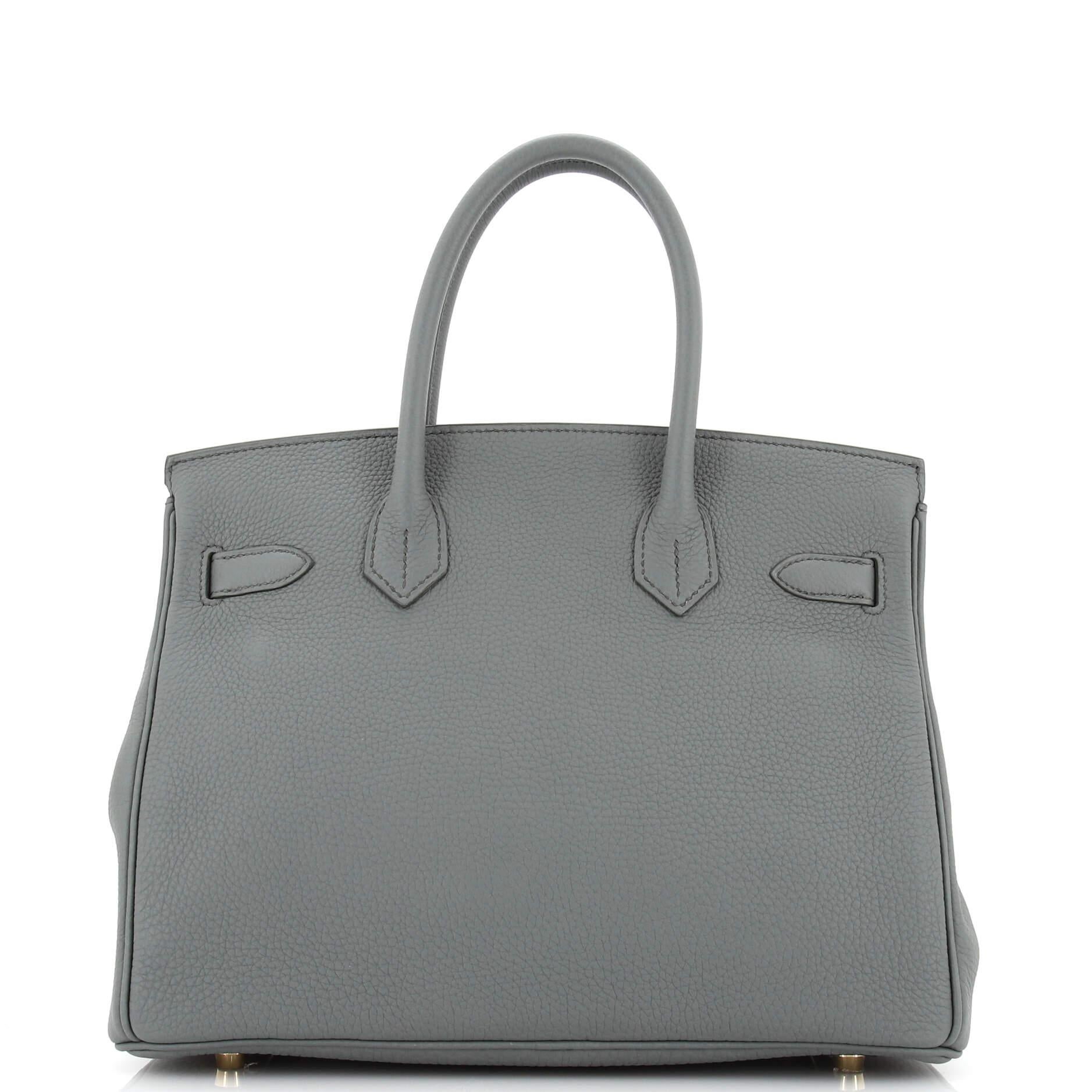Hermes Birkin Handbag Vert Amande Togo with Gold Hardware 30 In Good Condition In NY, NY