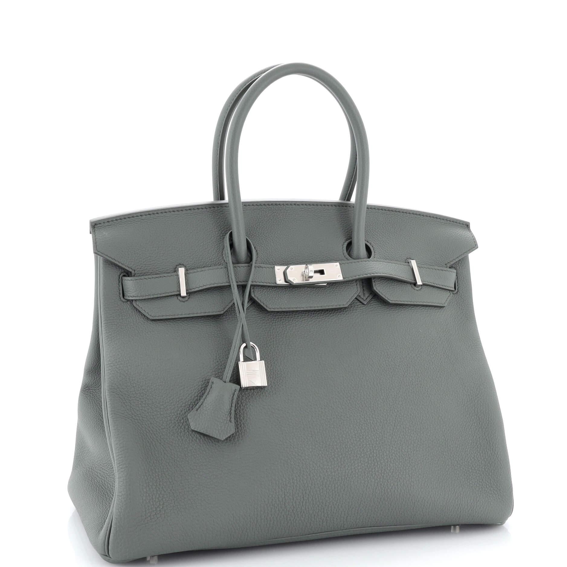 Hermes Birkin Handbag Vert Amande Togo with Palladium Hardware 35 In Good Condition In NY, NY