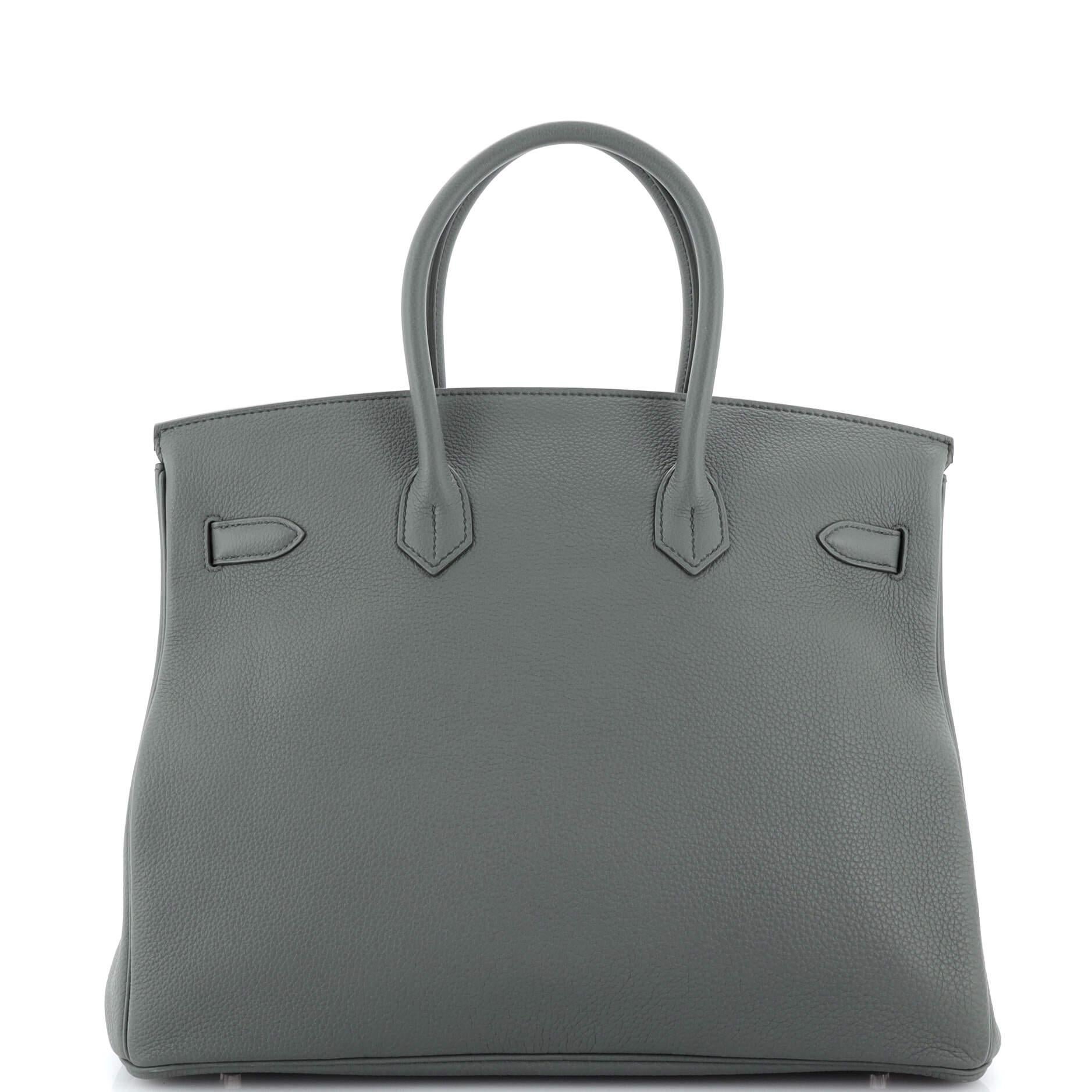 Women's or Men's Hermes Birkin Handbag Vert Amande Togo with Palladium Hardware 35