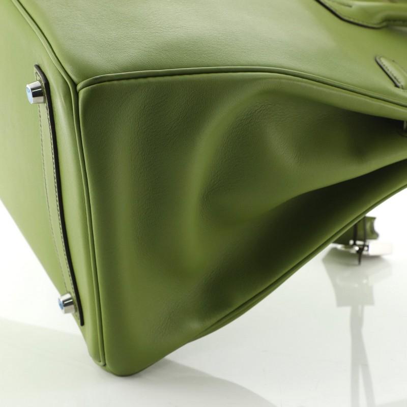 Women's or Men's Hermes Birkin Handbag Vert Anis Swift with Palladium Hardware 35