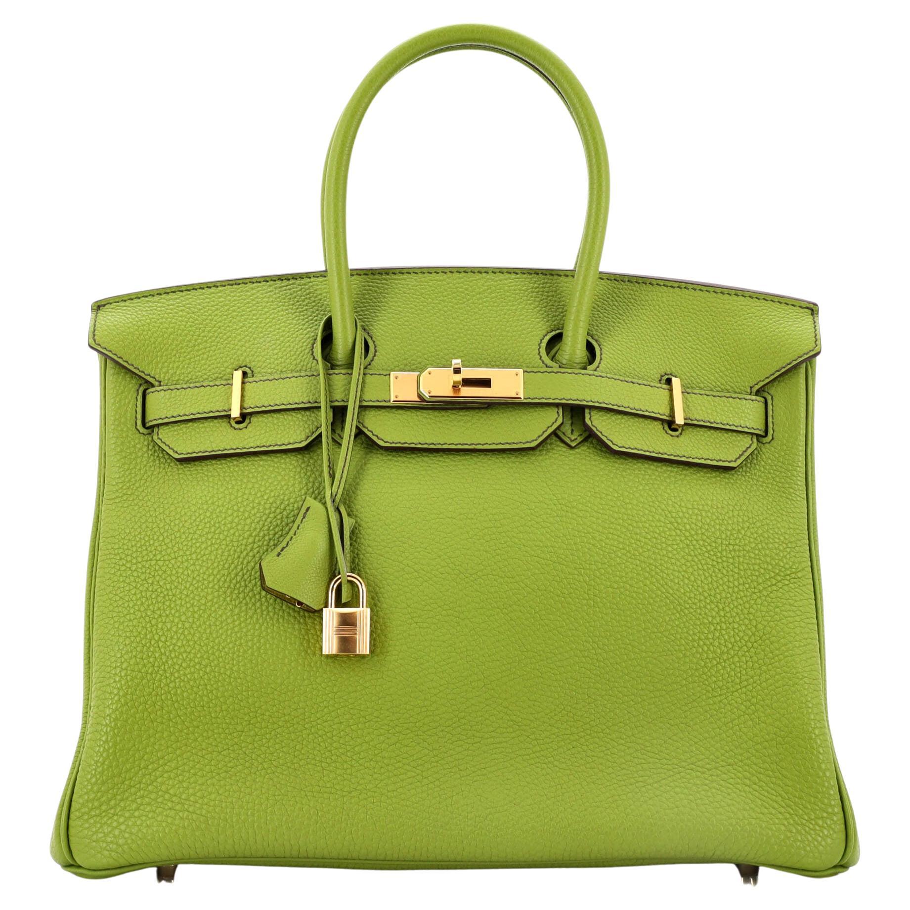 Hermes Womens Vert Anis Green Gold Hardware Togo Leather 35 cm