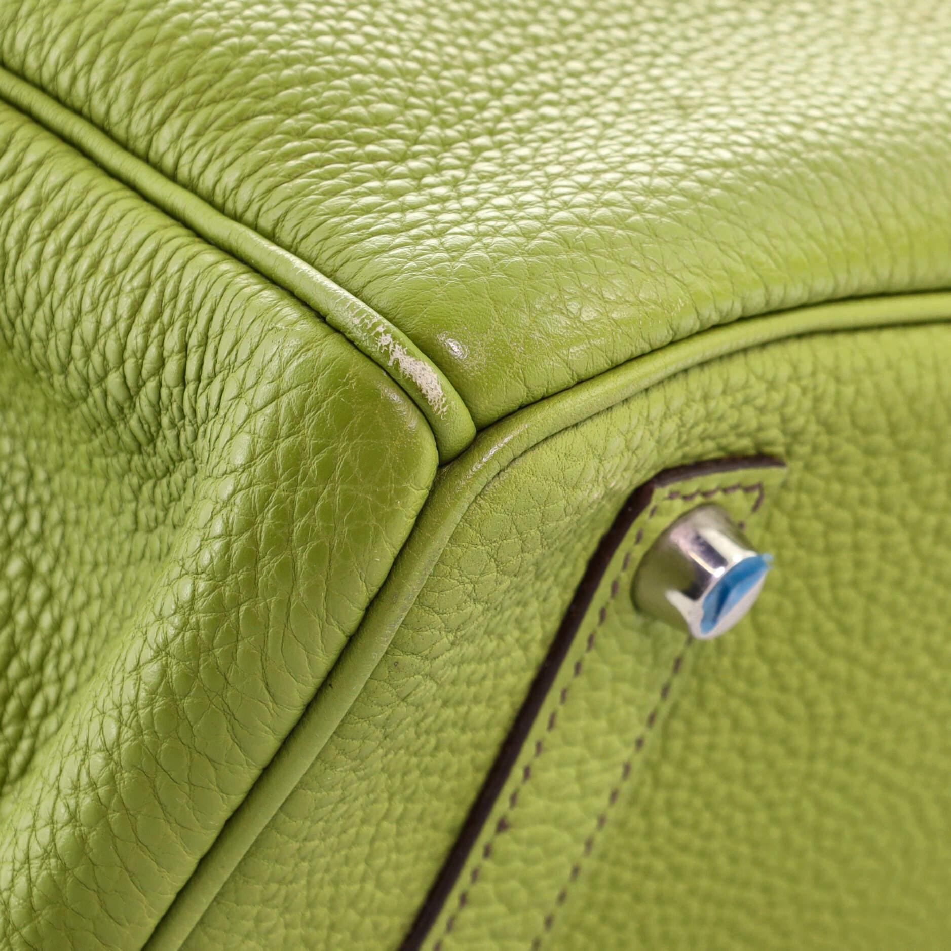 Hermes Birkin Handbag Vert Anis Togo with Palladium Hardware 35 In Fair Condition In NY, NY