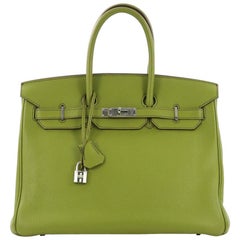 Hermes Birkin Handbag Vert Anis Togo with Palladium Hardware 35