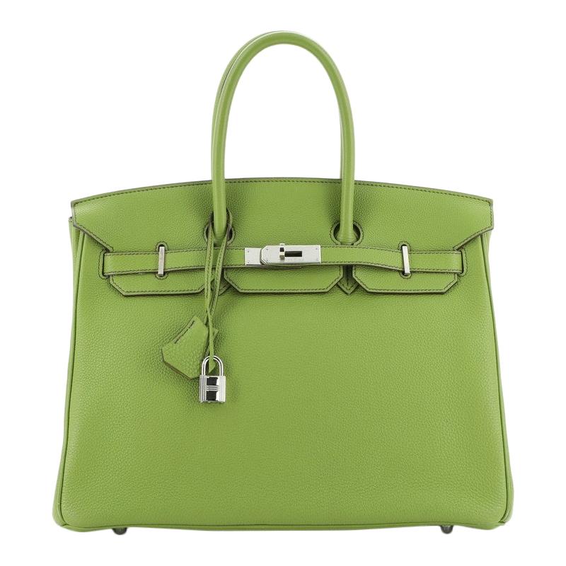 Hermes Birkin Handbag Vert Anis Togo with Palladium Hardware 35